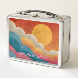 Caja de almuerzo personalizada del atardecer retro