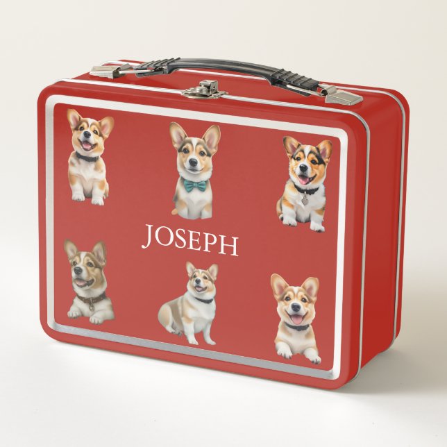 Caja de almuerzo roja personalizable para niños co (Anverso)