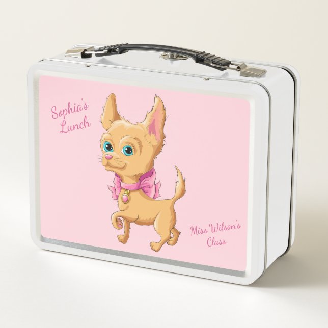 Caja de almuerzo rosa Chihuahua (Reverso)