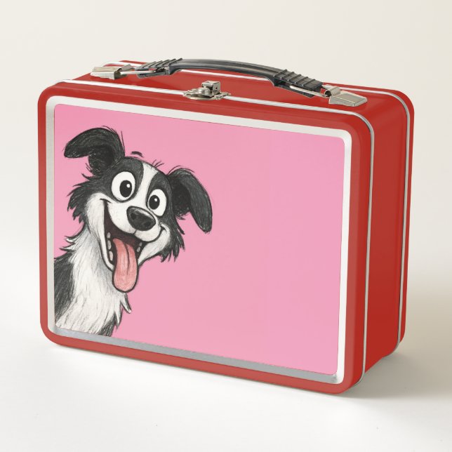 Caja de almuerzo rosa de perro lindo (Anverso)