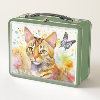 Caja de almuerzo temática del gato bengalí
