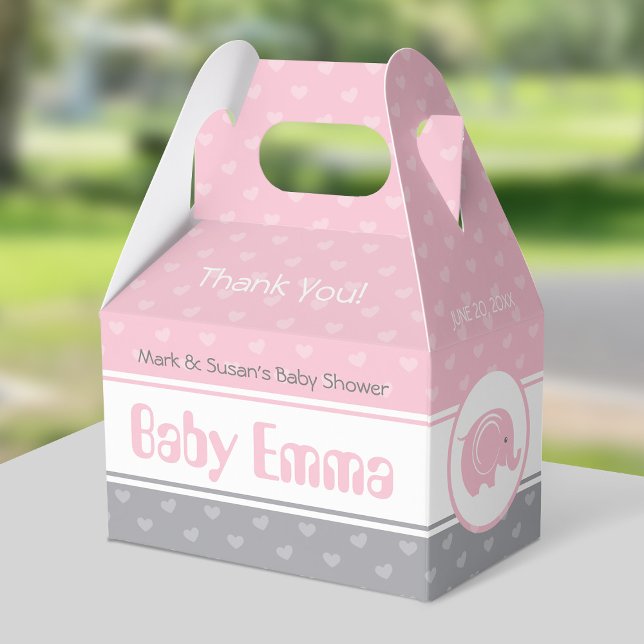 Caja de Baby Shower con elefante - Niña bebé (Subido por el creador)