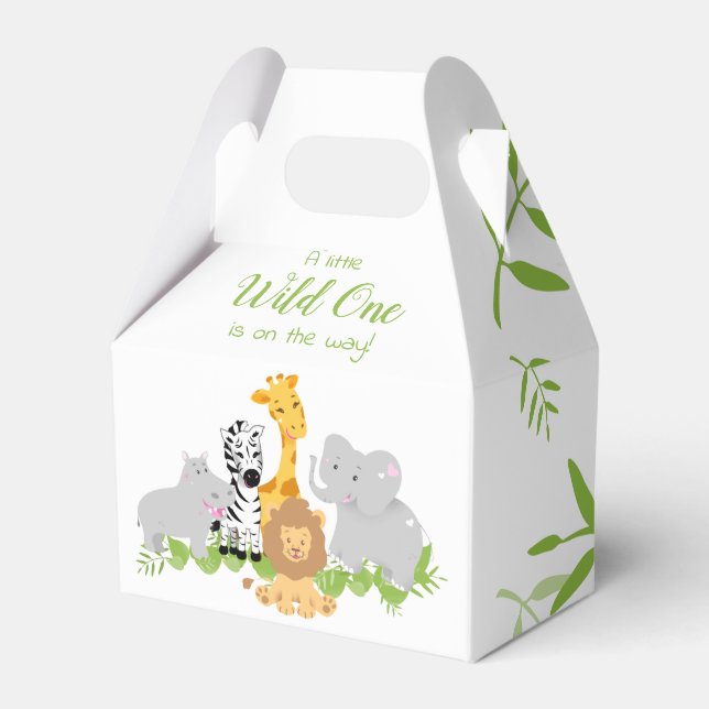 Caja de Baby Shower de animales salvajes de un saf (Front Side)
