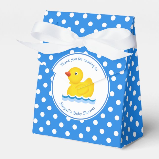 Caja de Baby Shower de puntos de polka azul de duc (Front Side)