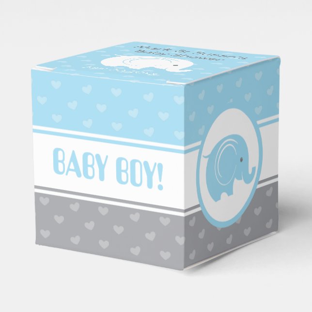 Caja de Baby Shower Favorito con elefante 2" x 2"  (Costado Anverso)