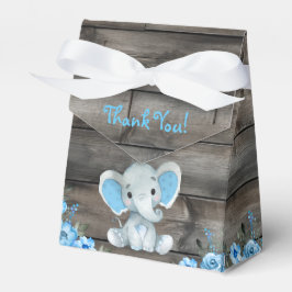 Caja de Baby Shower Rustic Blue Boy Elephant Favor