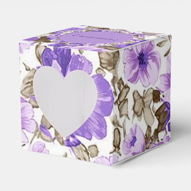 Caja de bonito Purple & White Floral Cube Favorito (Anverso)