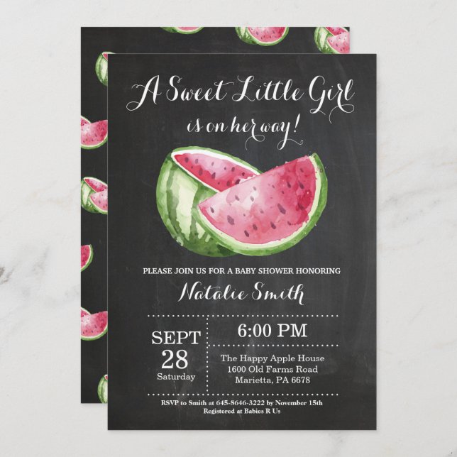 Caja de cambios para la invitación a la sandía Bab (Anverso / Reverso)