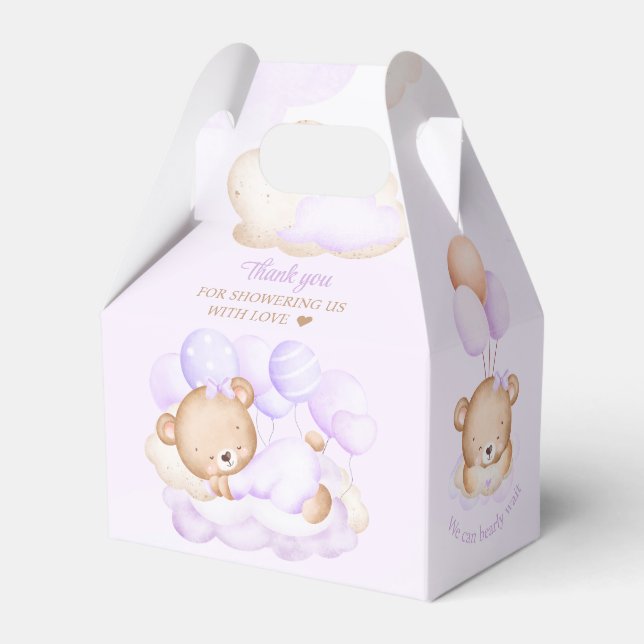 Caja de chica Purple Bear Baby Shower Favorito (Reverso)
