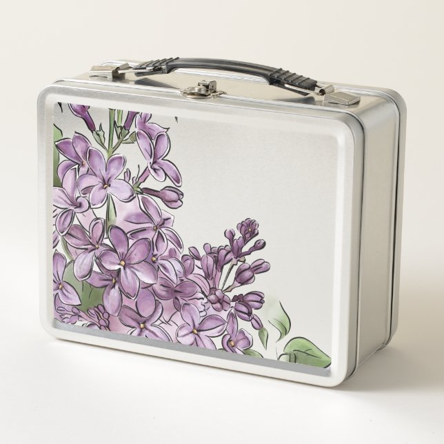 Caja de comida con flores de lila grandmillennial  (Anverso)