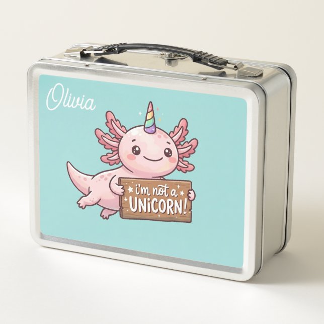 Caja de Comida de Axolotl Unicornio - Nombre Perso (Reverso)