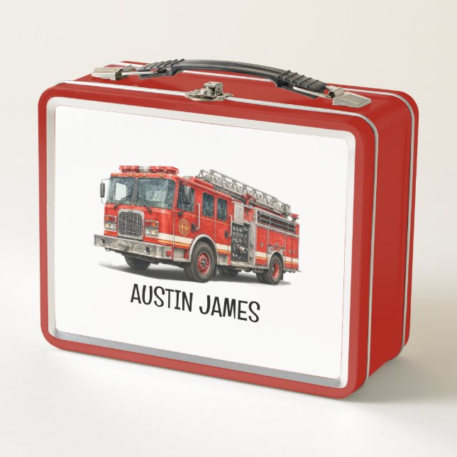 Caja de Comida de Camión de Bomberos para Niños |  (Anverso)