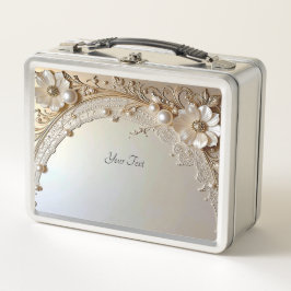 Caja De Comida De Flores Blancas Modernas Perlas