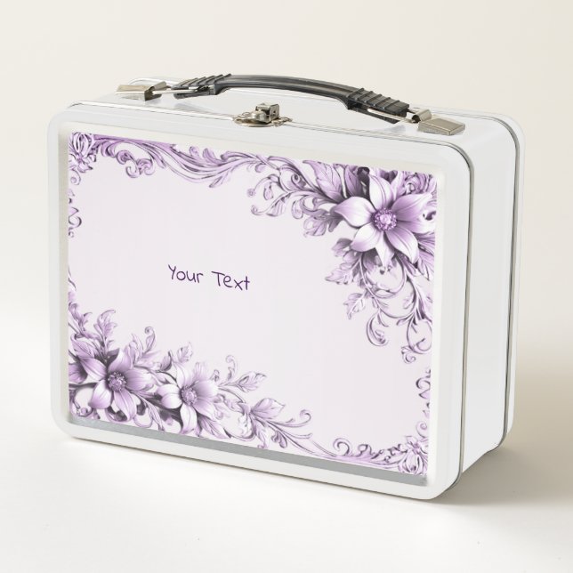 Caja De Comida De Flores Moradas Con Estilo (Anverso)