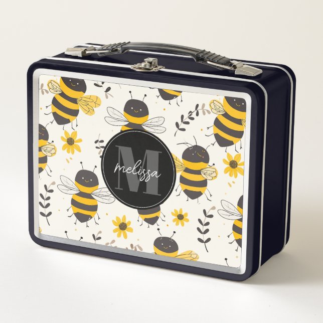 Caja De Comida De Metal Abejas Caprichosas (Anverso)