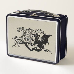 Caja de comida de metal Caballero y Dragón