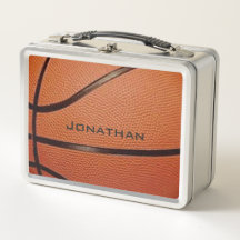 Caja de comida de metal con diseño de baloncesto