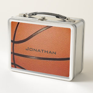 Caja de comida de metal con diseño de baloncesto