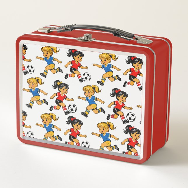 Caja de comida de metal con patrón de fútbol (Anverso)