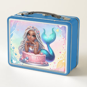 Caja de comida de metal de sirena adorable