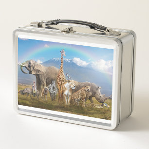 Caja de comida de metal Safari Rainbow Wildlife