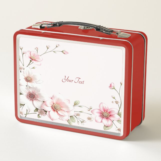 Caja De Comida Floral Blanca Rosa Elegante (Reverso)