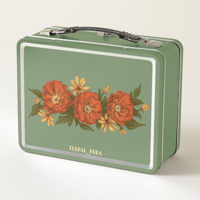 Caja de comida floral verde (Reverso)