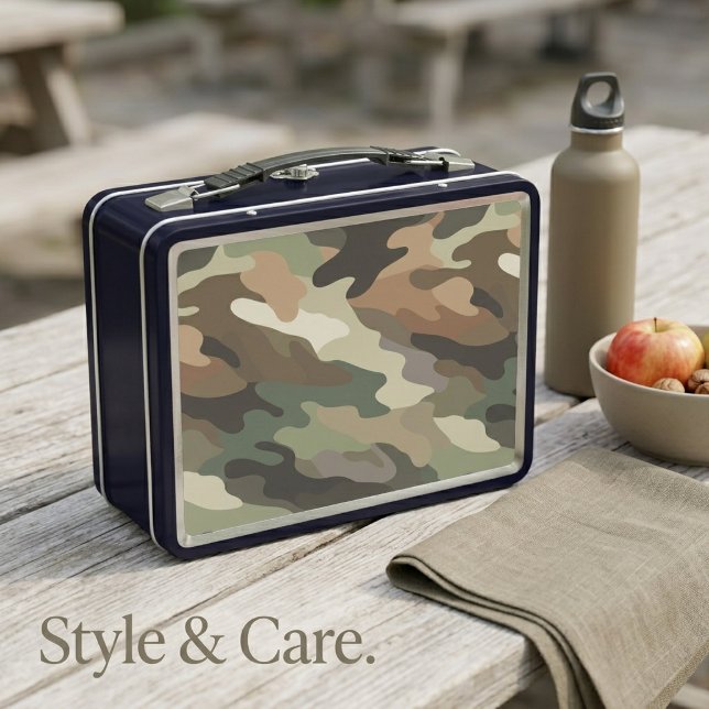 Caja de comida metálica con patrón de camuflaje el (Stylish Camouflage Pattern Metal Lunch Box Case)