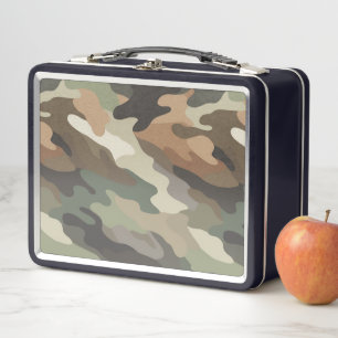 Caja de comida metálica con patrón de camuflaje el