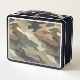 Caja de comida metálica con patrón de camuflaje el