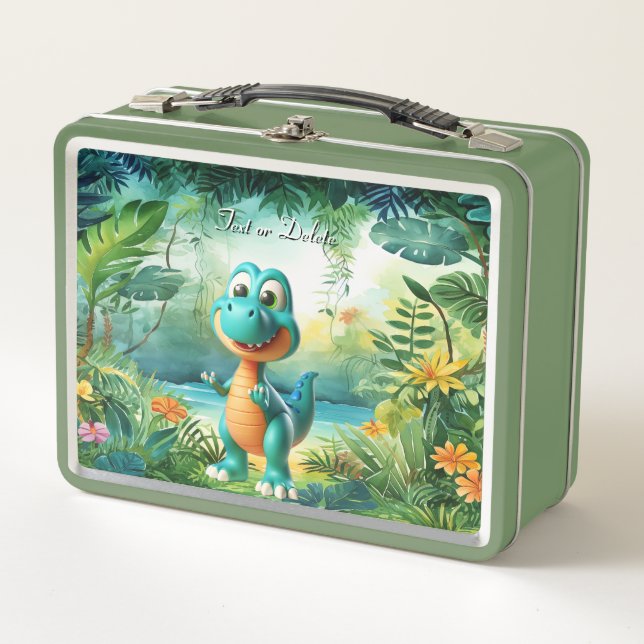 Caja de comida metálica de dinosaurio lindo (Anverso)