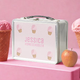Caja de comida metálica de niña con cono de helado