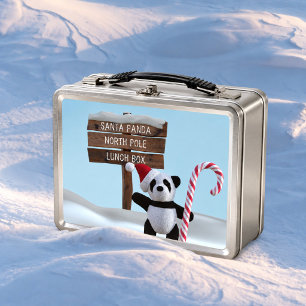 Caja de comida metálica de osito panda lindo Polo