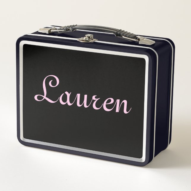 Caja de comida metálica negra y rosa elegante (Anverso)