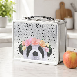 Caja de comida metálica personalizada con nombre d