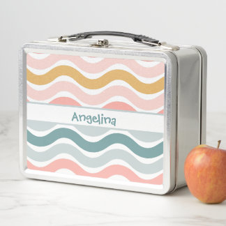 Caja de Comida Personalizada de Olas Pastel Retro