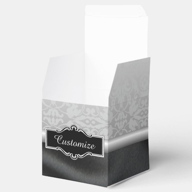Caja de cubos personalizada de Damasco negro y pla (Abierto)