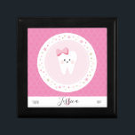 Caja de dientes monogramo para Chica Keepsake<br><div class="desc">Monograma Editable Caja dental. Hermosa idea de regalo para un chica que empieza a perder dientes.</div>