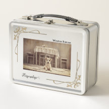 Caja de equipaje vintage para terrier pequeño y li