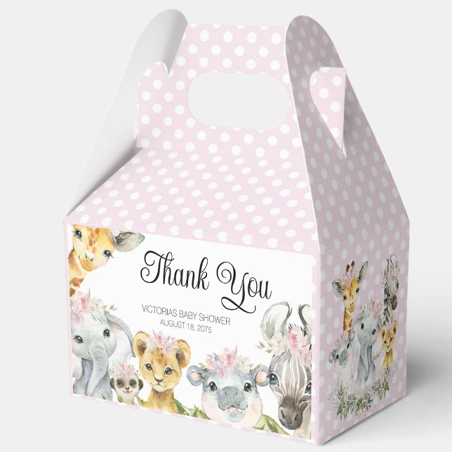 Caja de Favor Baby Shower de Animales Safari Rosad (Subido por el creador)