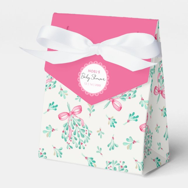 Caja de Favor Baby Shower de Invierno Rosa Mistlet (Front Side)