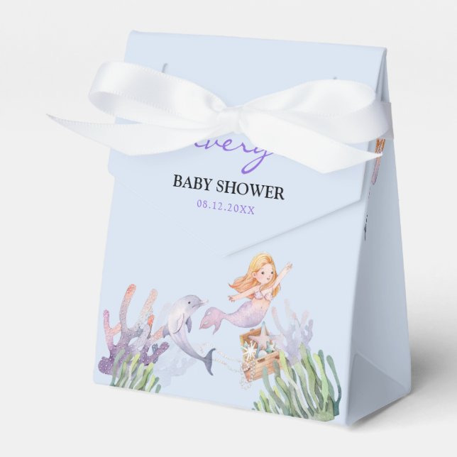Caja de Favor Baby Shower de Sirena ilustrada (Front Side)