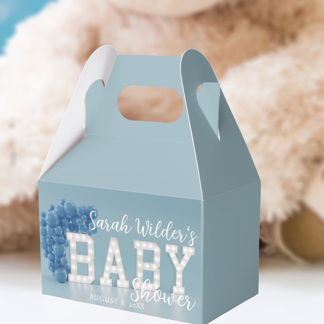 Caja de Favor Baby Shower del Arco de Globo Azul (Add your baby shower party details)
