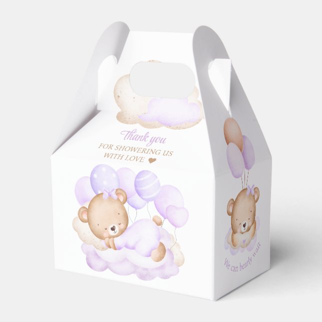 Caja de Favor Baby Shower del Chica del oso de lav (Reverso)