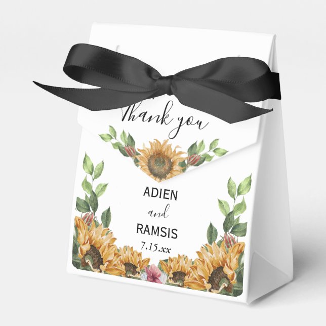 Caja de Favor Boho Sunflower Rustic Wildflower (Front Side)