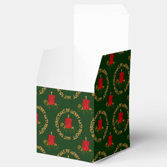 Caja de Favor Candle-Sq de navidad roja brillante (Abierto)