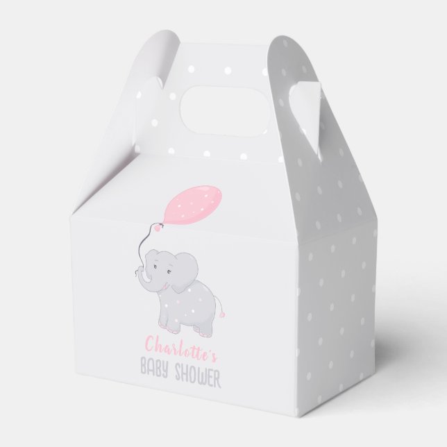 Caja de Favor Cute del Chica Baby Shower Elefante (Front Side)