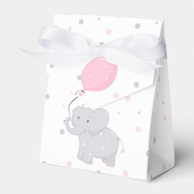 Caja de Favor Cute del Chica Baby Shower Elefante (Front Side)