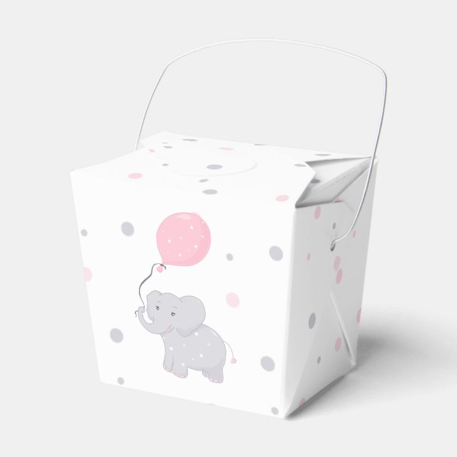 Caja de Favor Cute del Chica Baby Shower Elefante (Front Side)