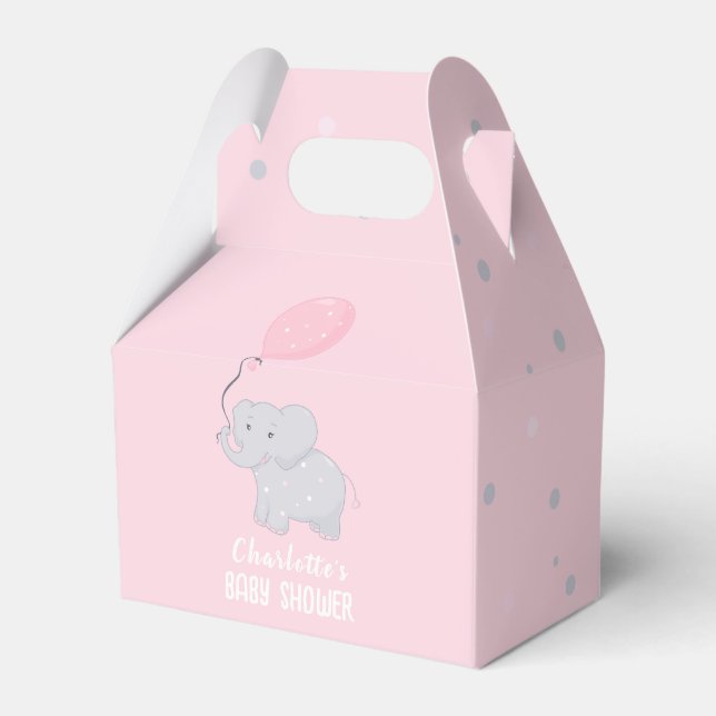 Caja de Favor Cute del Chica Baby Shower Elefante (Front Side)